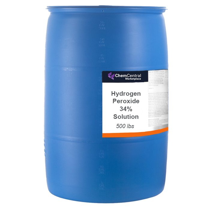 Hydrogen Peroxide 34% Solution - Food Grade (FCC, Kosher) - 55 Gallon Drum